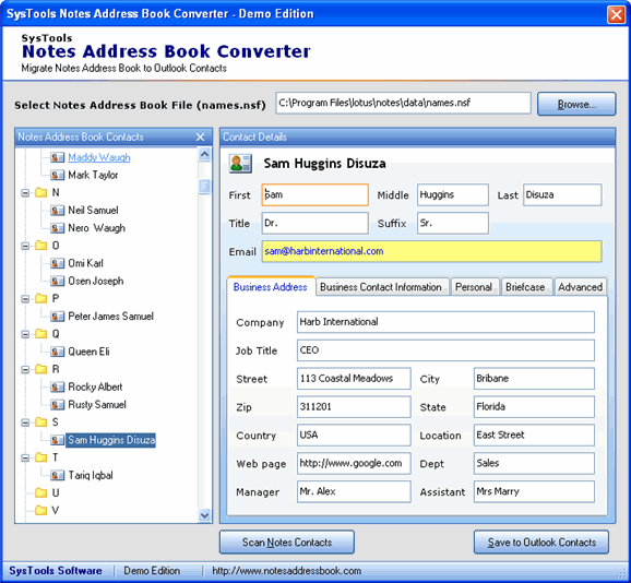 Notes Address Book Converter