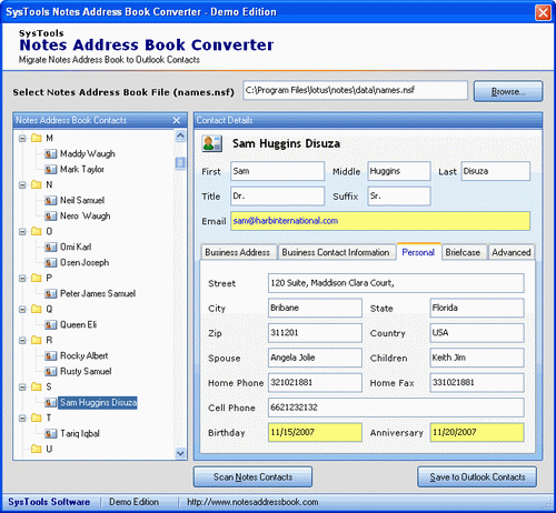 Export Personal Information from Notes to Outlook